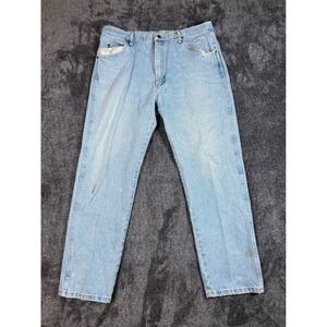 Wrangler 96501SL Mens Light Wash Denim Jeans Size 38x30 Straight Leg